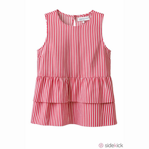 Preppy cotton red pinstripe sleeveless peplum tunic top.Vineyard vine XL